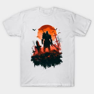 Monster Slayer and the Blood Moon - Witcher T-Shirt